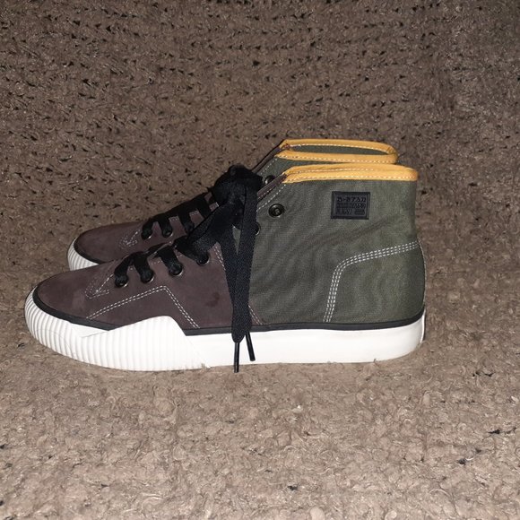 G-STAR RAW-Rackam Roofer-Fabric/Suede Hi-Top Sneakers-Colorblock-Sz 12-Near Mint - Picture 2 of 7